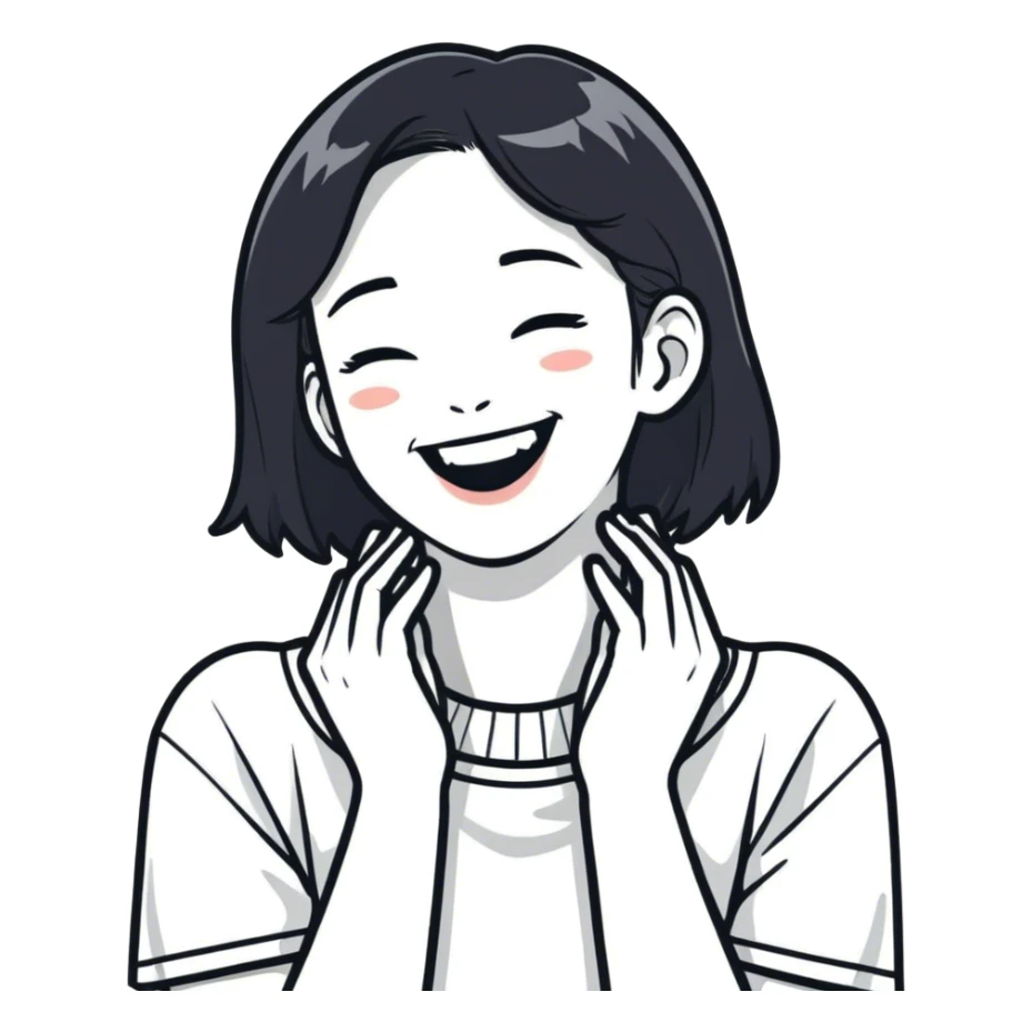 Girl with hands on neck laughing  sticker