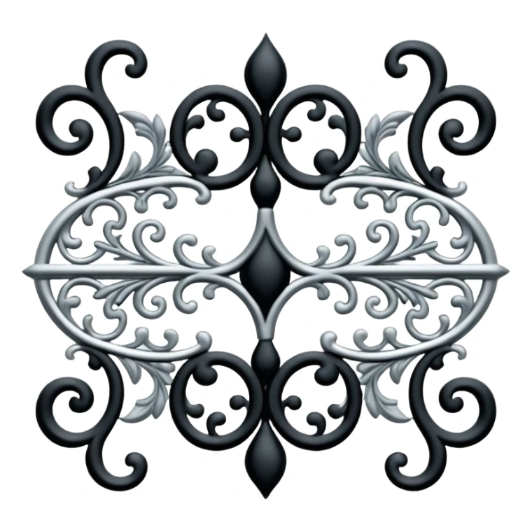 Black and silver filigree page divider, 3D, extremely detailed design sticker