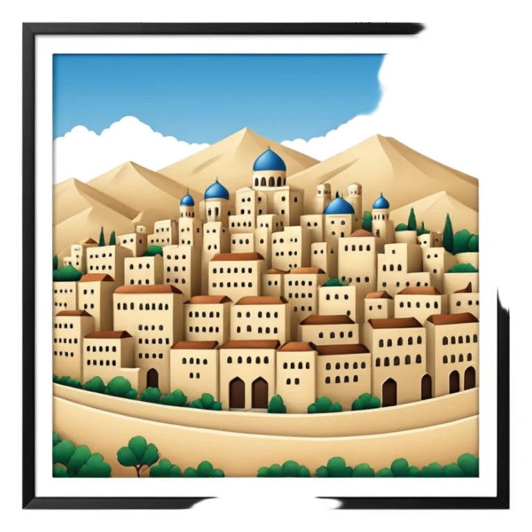 little city and many, small, ordinary, simple, home, Iranian-style, 1980, without frame  sticker