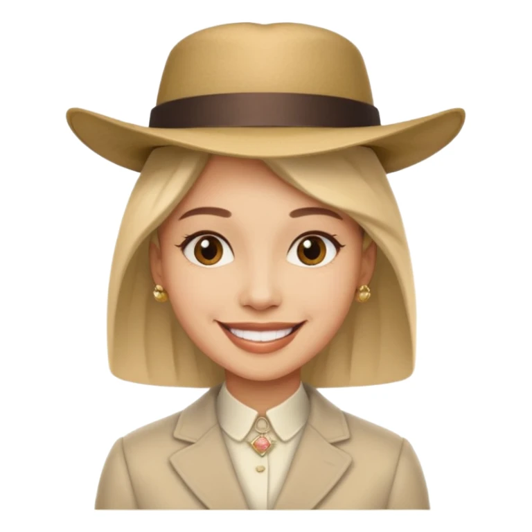 Una cara con una sonrisa un sombrero elegante y mirada con orgullo sticker