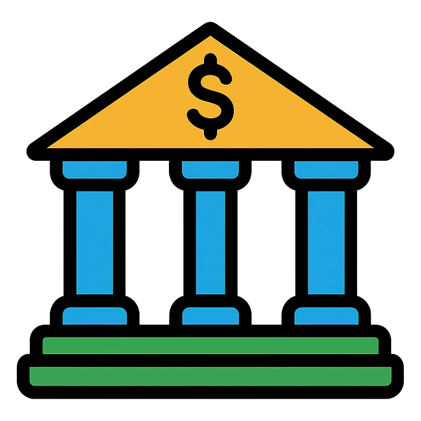 color outline icon of a bank building sticker