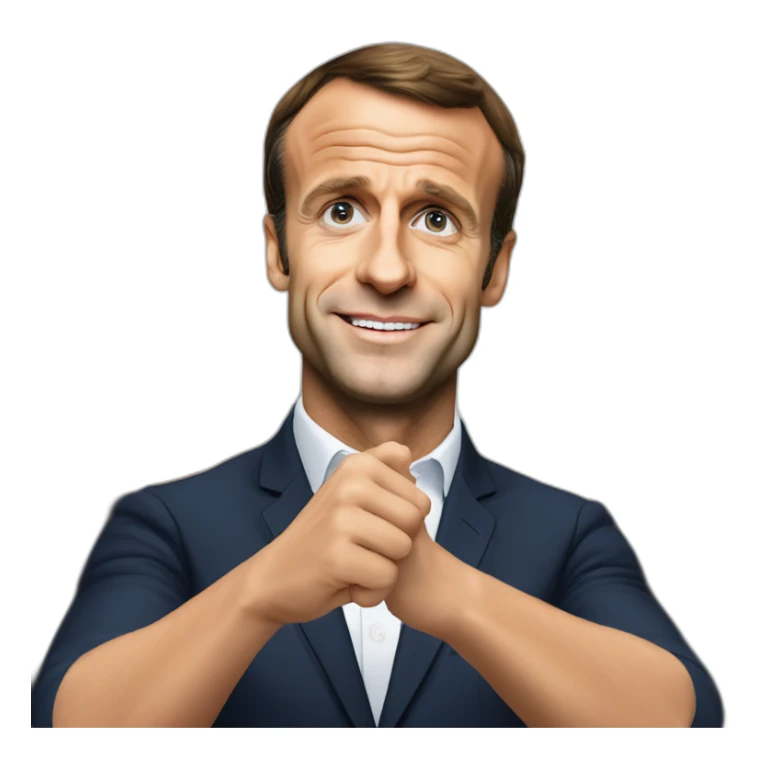 Emmanuel macron en train de faire un doigts sticker