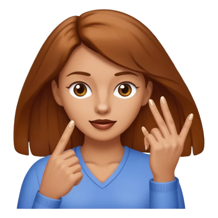 Fille brune et blanche qui a un ongle entre les canines de sa bouche sticker