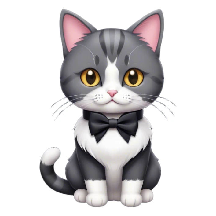 British female cat (tuxedo color) with paws, ribbon, etc sticker