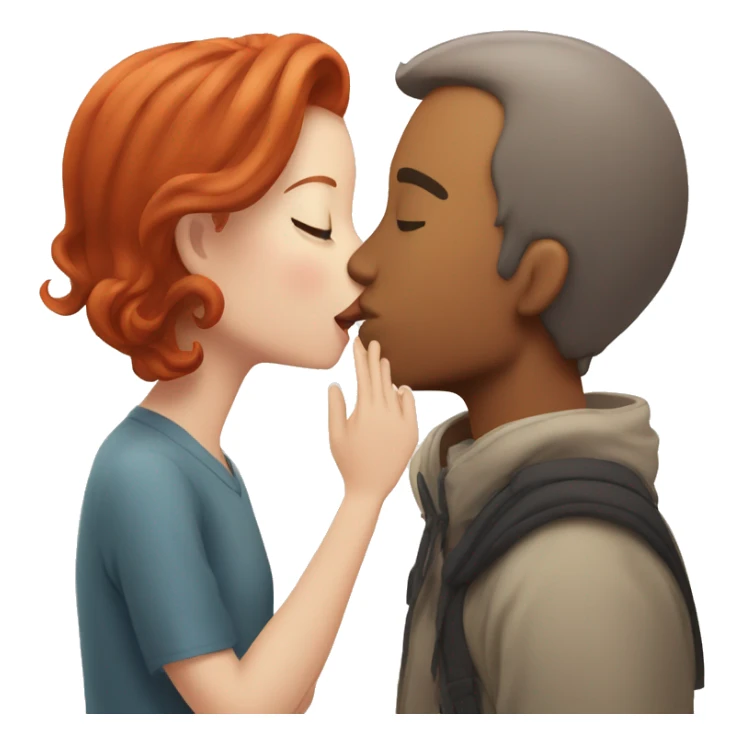 Redhead Girl Kissing japanese man  sticker