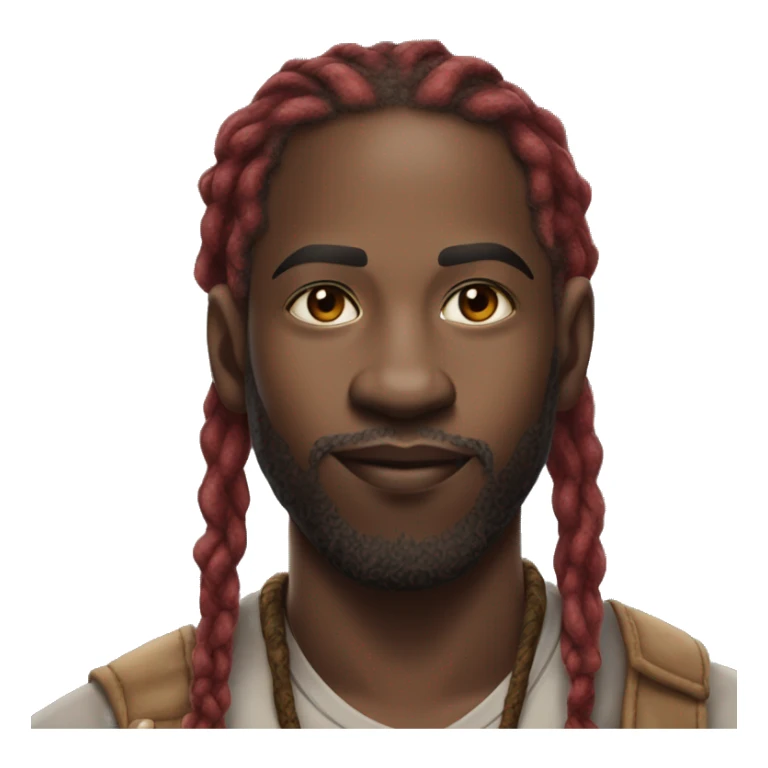 🥷🏿🧏🏿 light skin African American with thick red dreadlocks cover in tattoo  sticker