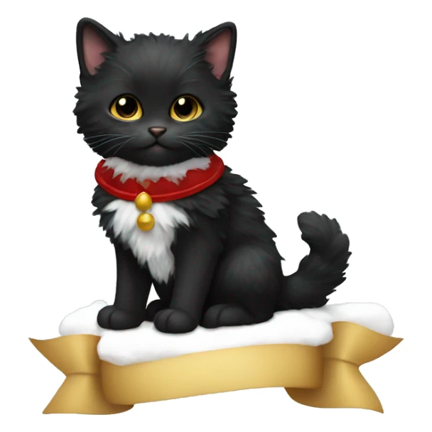 Black fluffy tuxedo kitten with reindeer costume  sticker