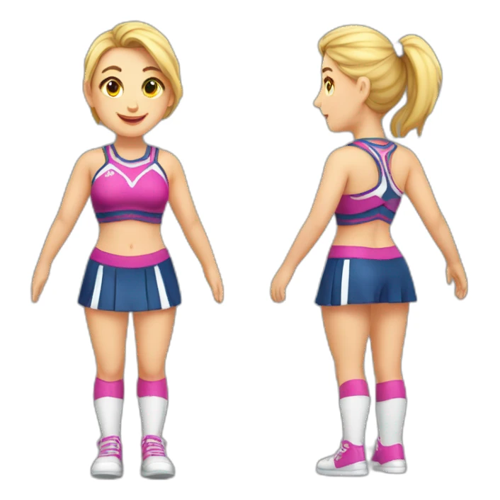 Full body Caucasian curvy cheerleader back and front views sticker
