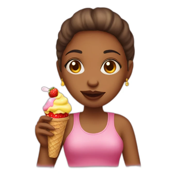 girl smoking a cigar and eating strawberry-lemon ice cream sticker