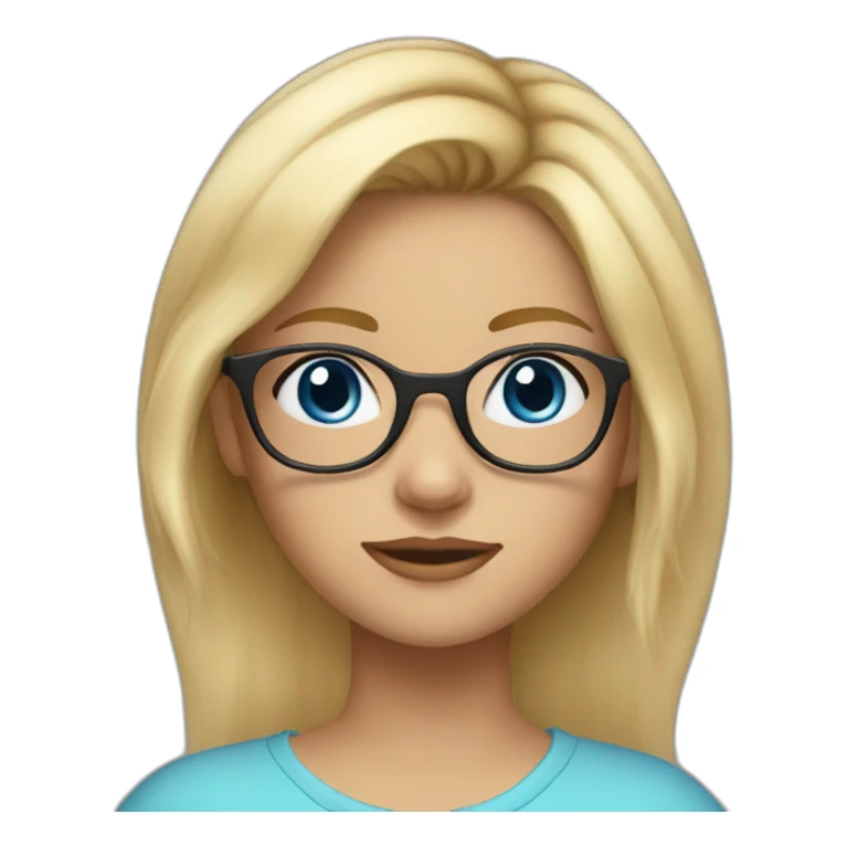 young girl, wedge blonde hair, glasses, blue eyes sticker