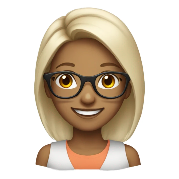 girl with glasses and smile with bunny tail hair sticker