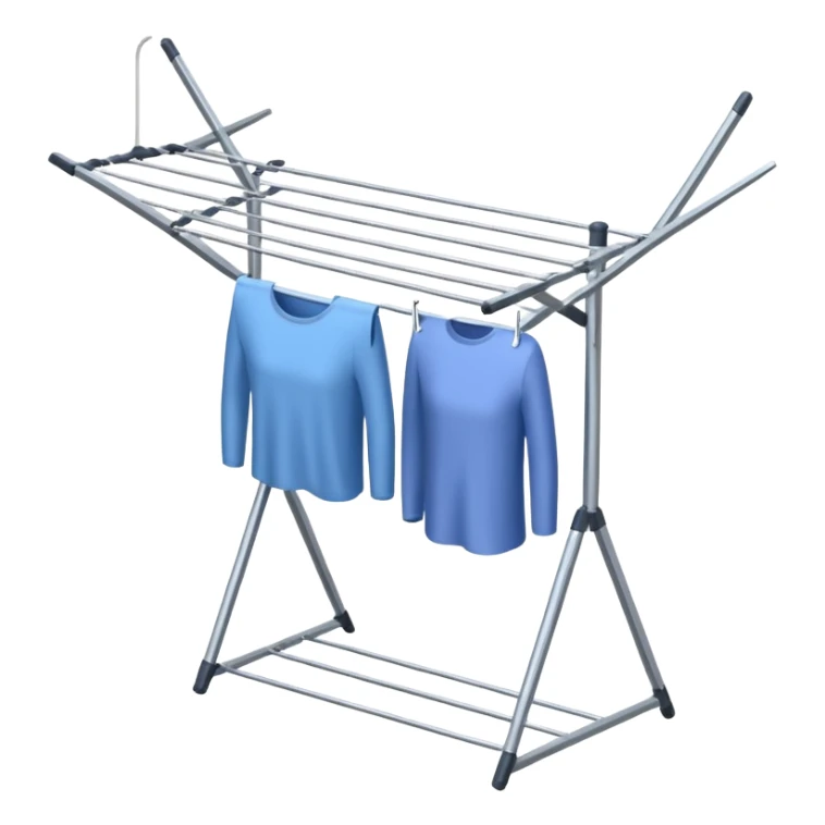 Clothes Drying Rack with a single central steel post, and fanning-out clotheslines at the top sticker