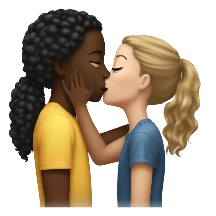 A white girl kissing black girl sticker