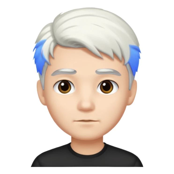 pure white hair,black eyebrows,cuteBoy,  sticker