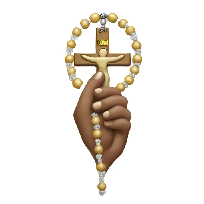 White praying hands holding the holy beaded rosary sticker