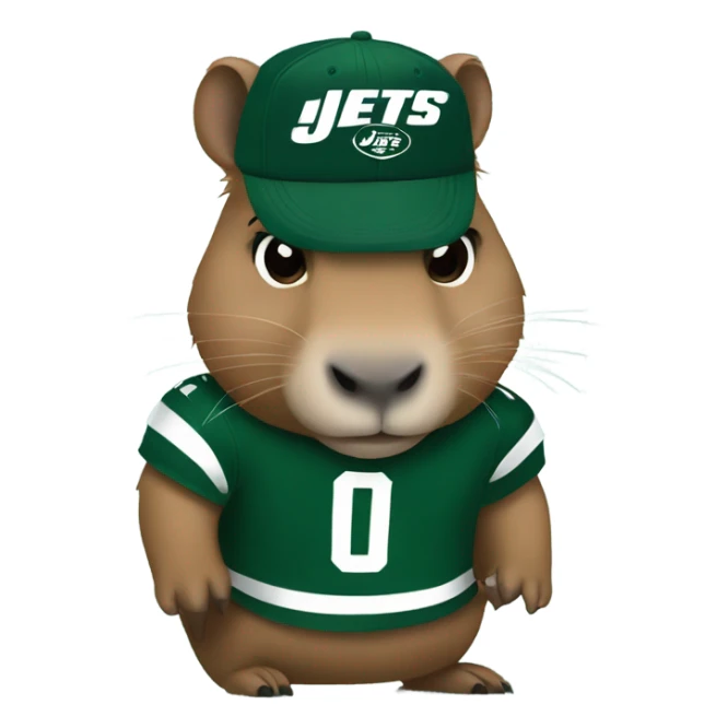 Capybara wearing a NY Jets shirt sticker