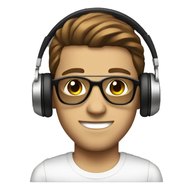 White dj with brown hair headphones sticker