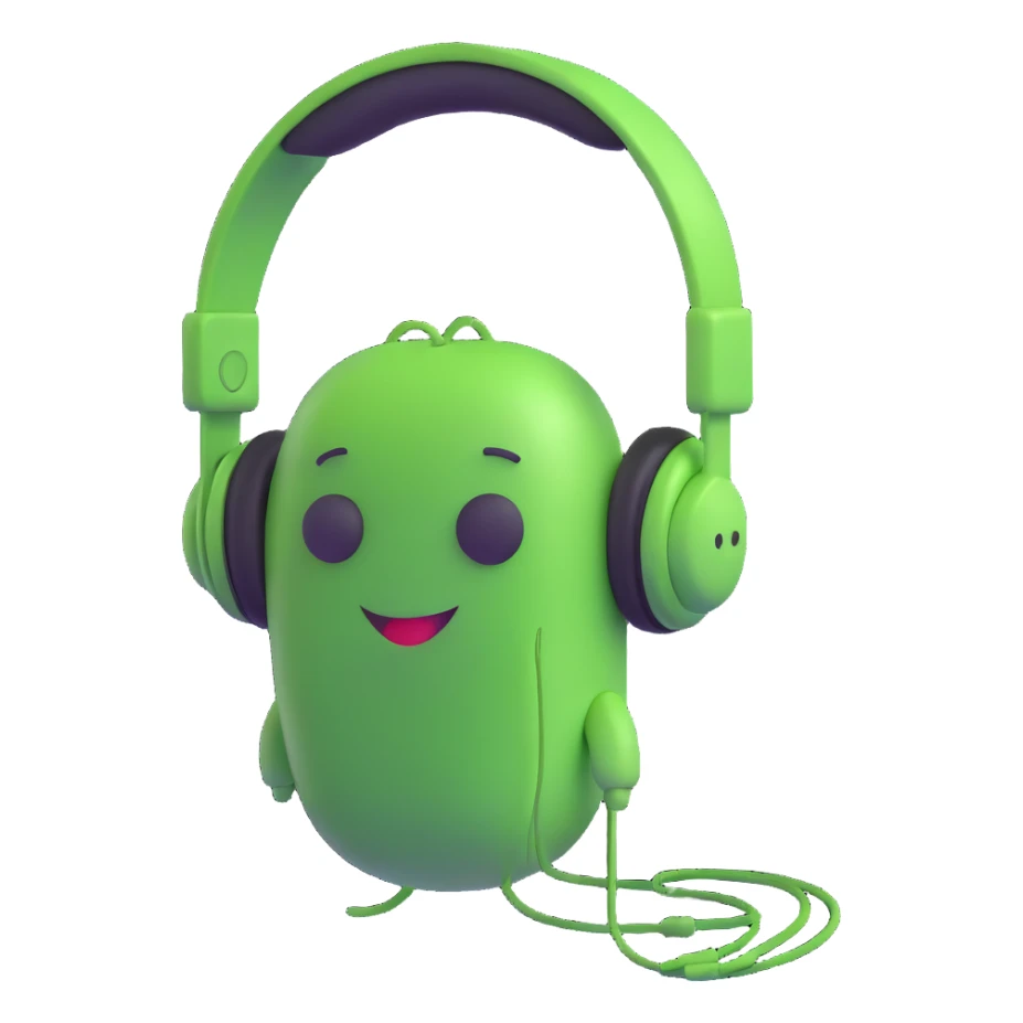 green pea wearing headphones sticker