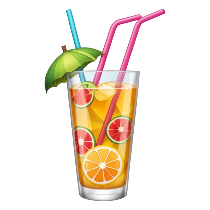beach cocktail emoji, with a colorful straw sticker