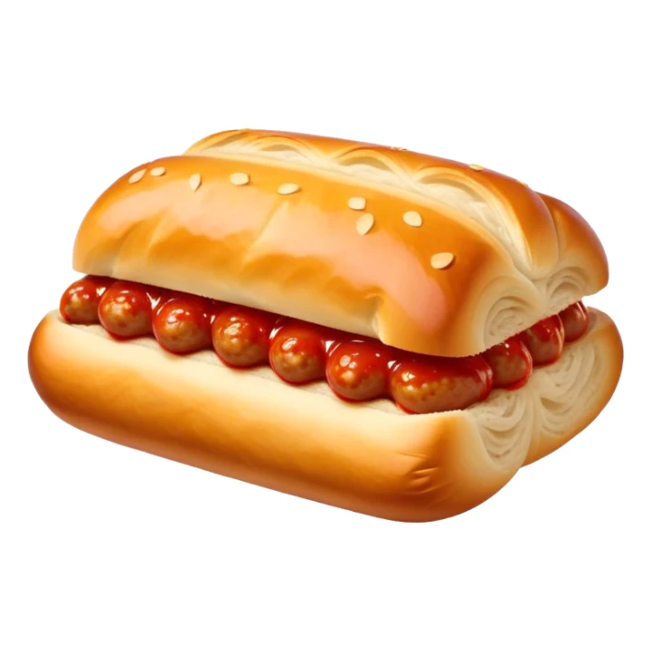 a sausage roll with a line small amount of tomatoe sauce on top sticker