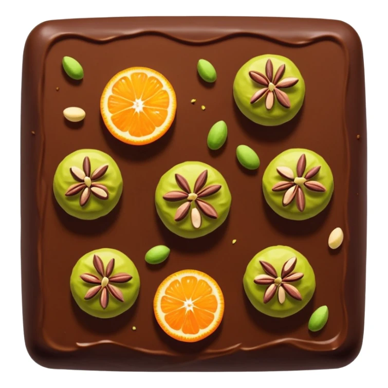 Chocolate square fudgy Bites with orange and pistachios  sticker