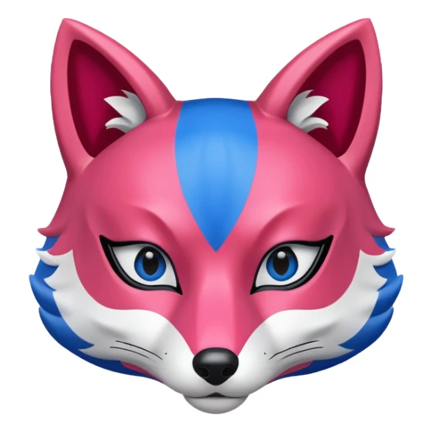 Red, blue and pink fox mask sticker