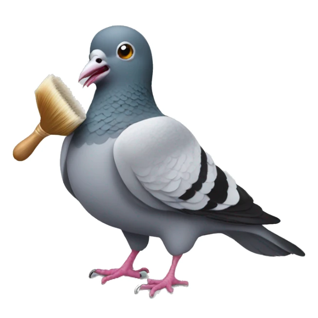 pigeon with big brush in mouth sticker