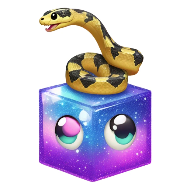 Kawaii colorful baby snake in a glitter cube  sticker