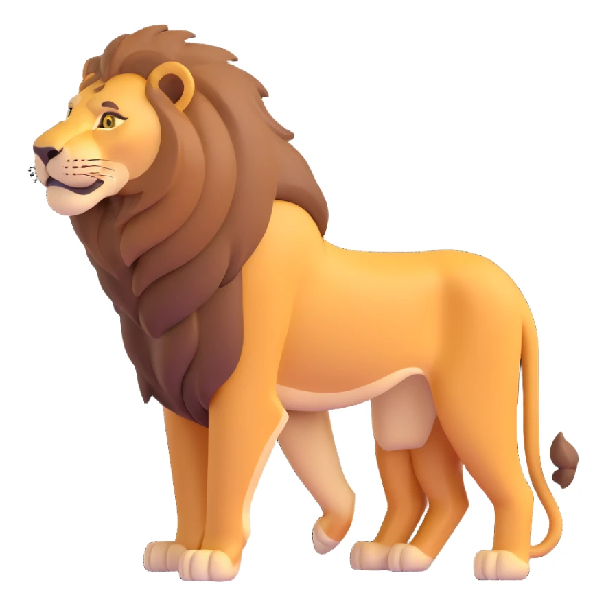 FULL BODY panthera leo male style wild, full flat cute side profile design in 3d soft l centered composition cartoon style128x128 pixels sticker