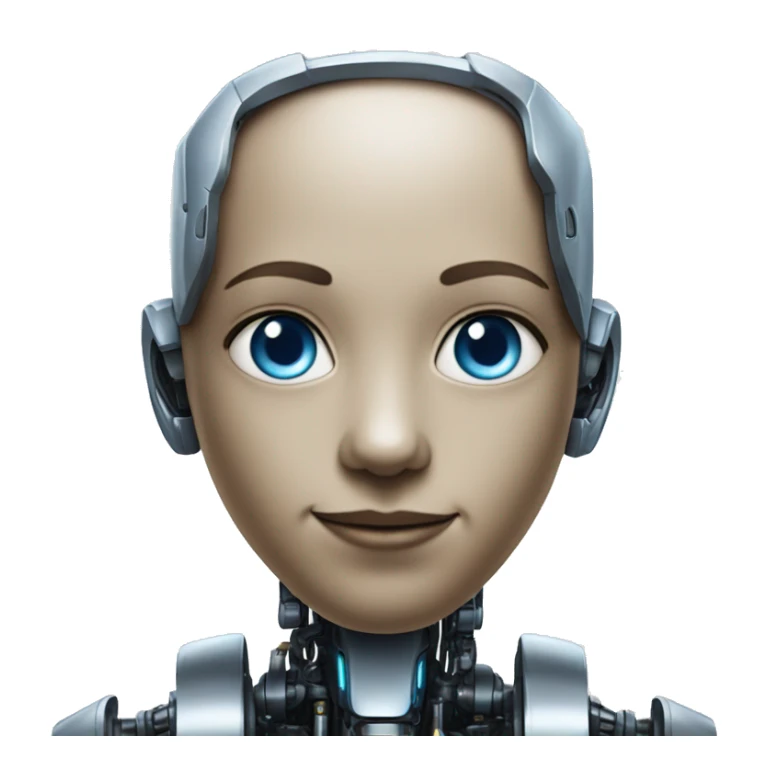 I robot sunny with blue eyes and human-like ears sticker