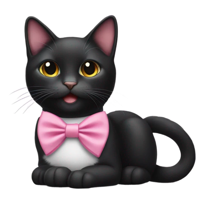Black cat smiling with pink bow tie sticker