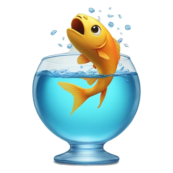 fish jumping out of fish bowl sticker