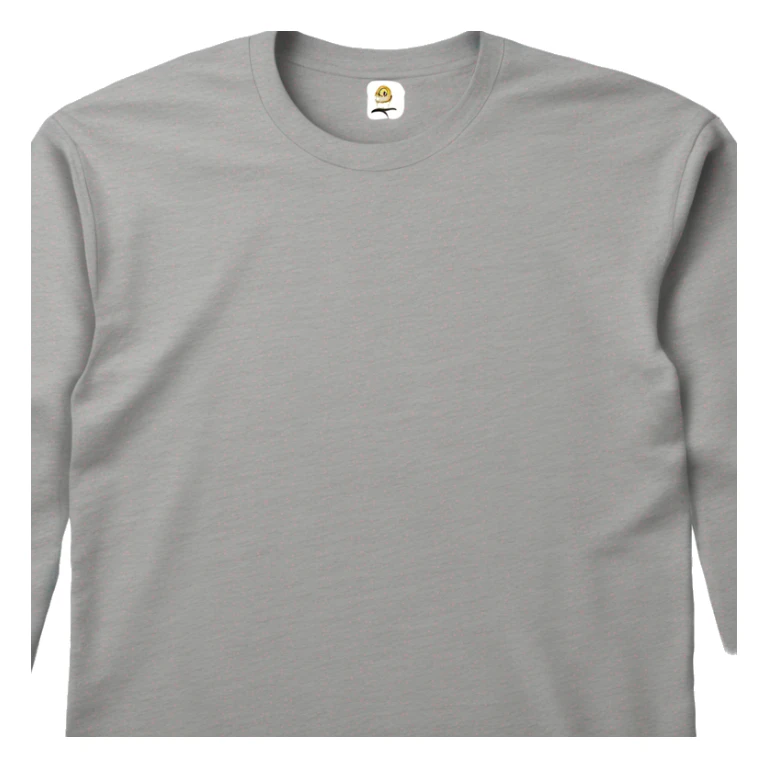 A plain long-sleeve T-shirt in melange gray color. sticker