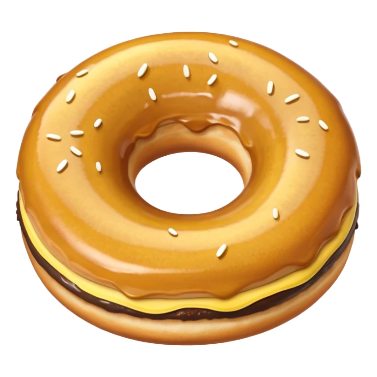 A banana in a donut banana standing in a donut's circle sticker