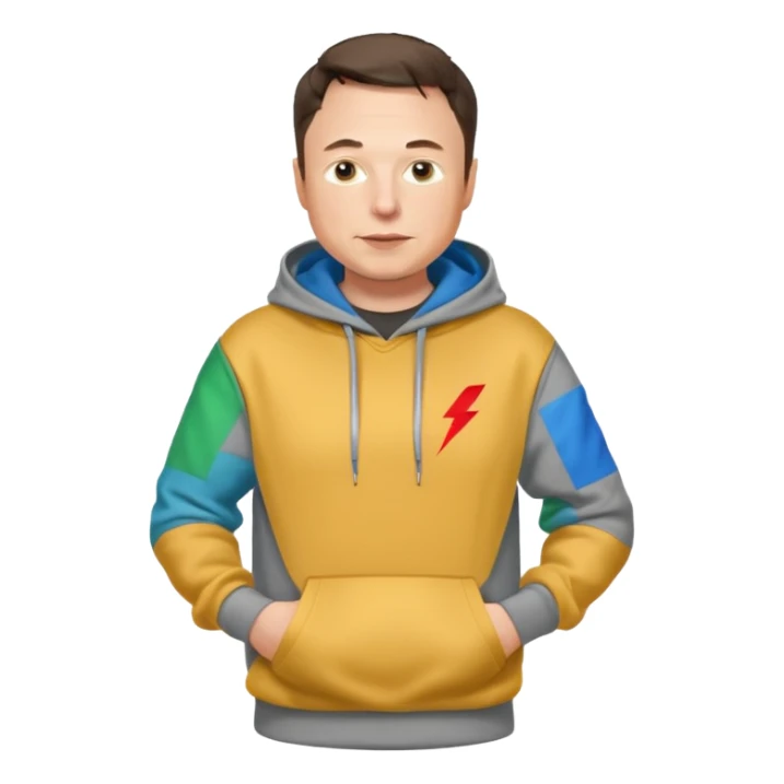 elon musk in gray hoodie full height sticker
