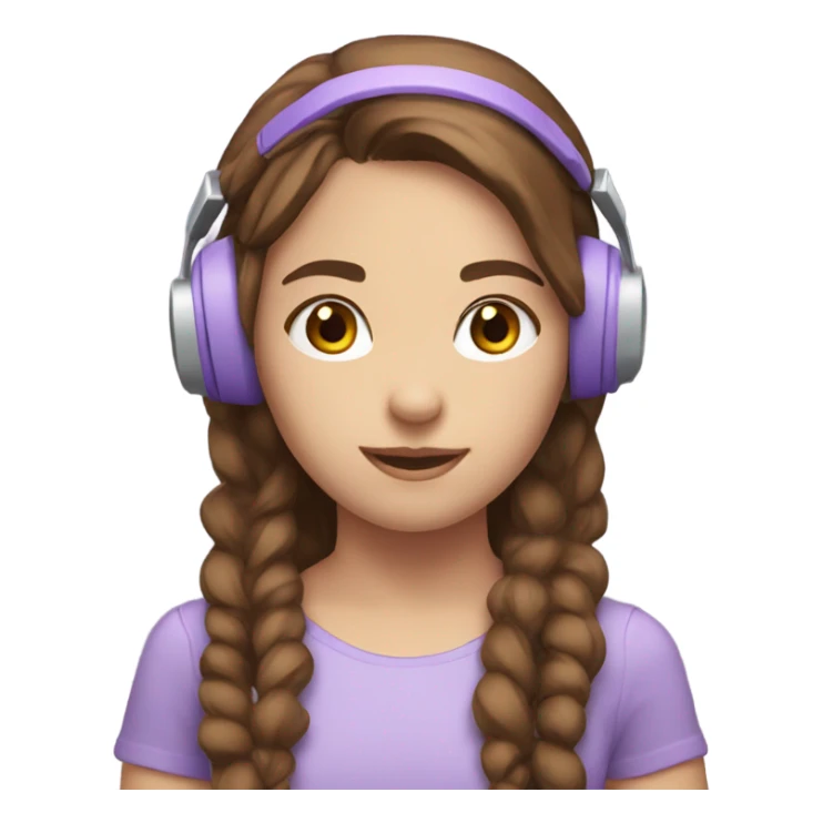 Gamer girl with brown hair lilac headset sticker