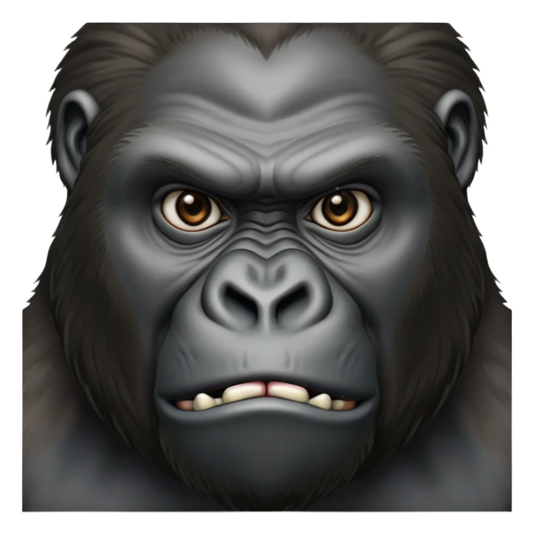 Silverback gorilla, powerful expression, detailed great ape face, realistic primate portrait sticker
