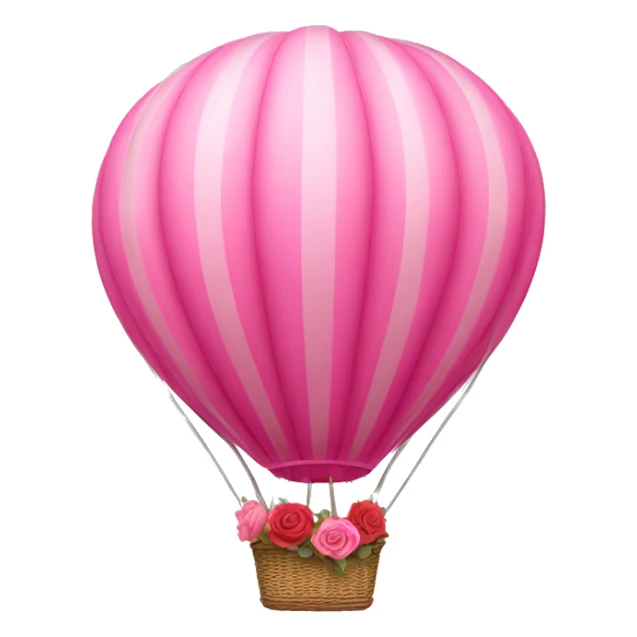 Pink hot air balloon with roses & hearts sticker