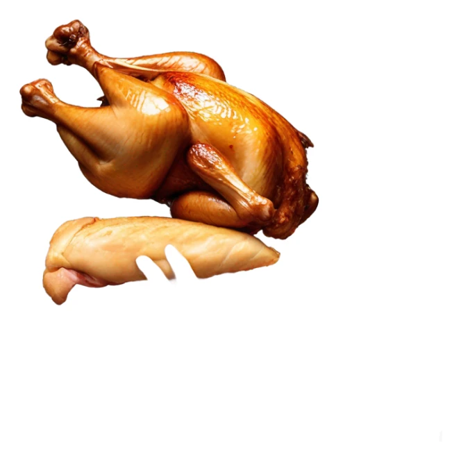 Hand hitting a rotisserie chicken sticker