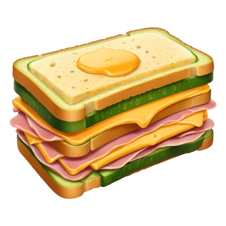 cucumber sandwich without excessive cucumber. with meat in them. bread slightly toasted. and melted cheese sticker