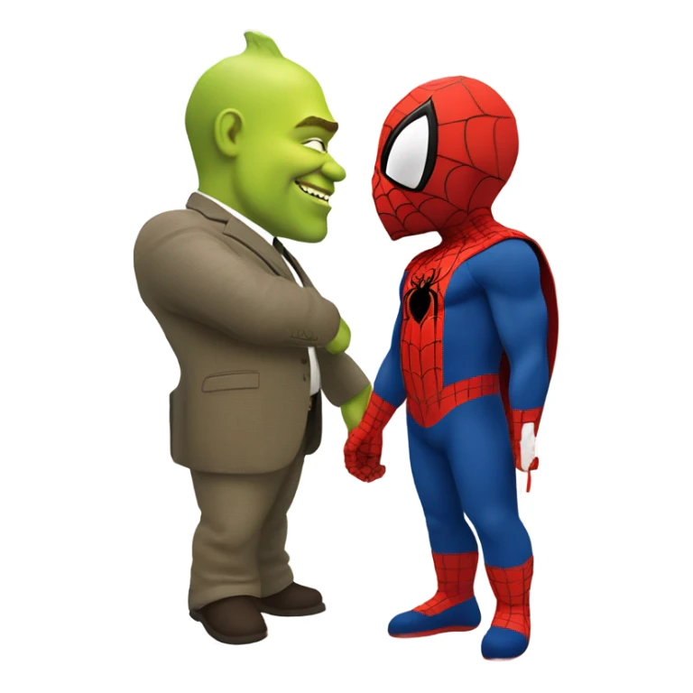 create an emoji of shrek kissing spiderman sticker