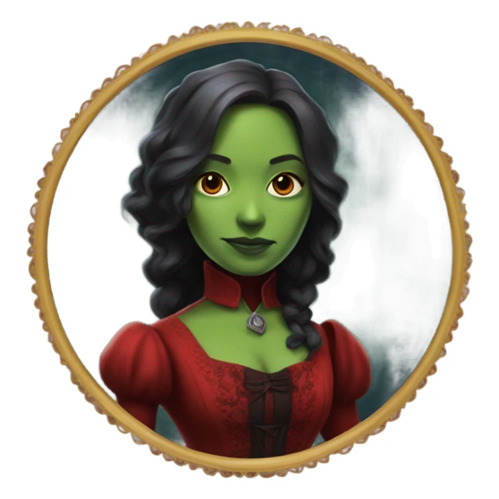 gamora in Victorian dress elegant red full body  sticker