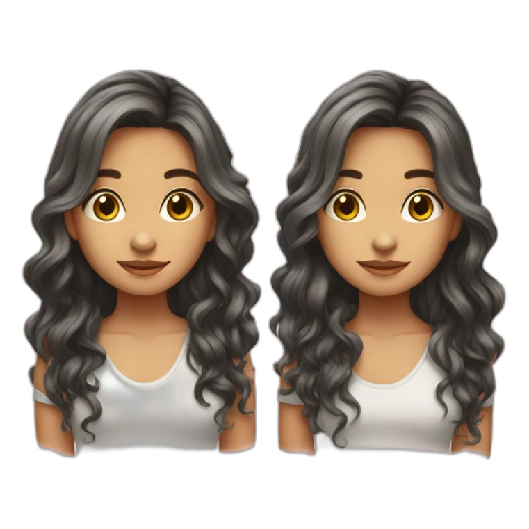 Cute girl with long wavy hair and too sticker