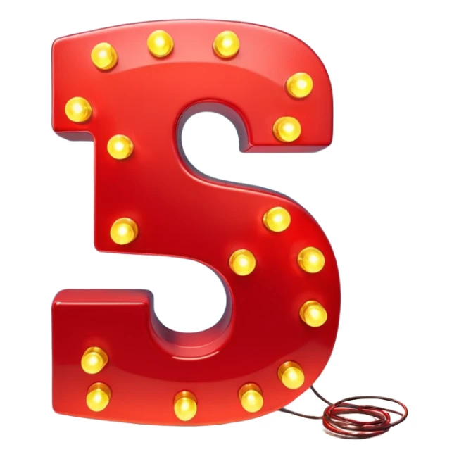 A 3D number 3 in a movie theater setting, shiny red surface; bright string lights on the number ; cinematic glow with subtle haze; glossy, premium Hollywood countdown look; centered composition. sticker