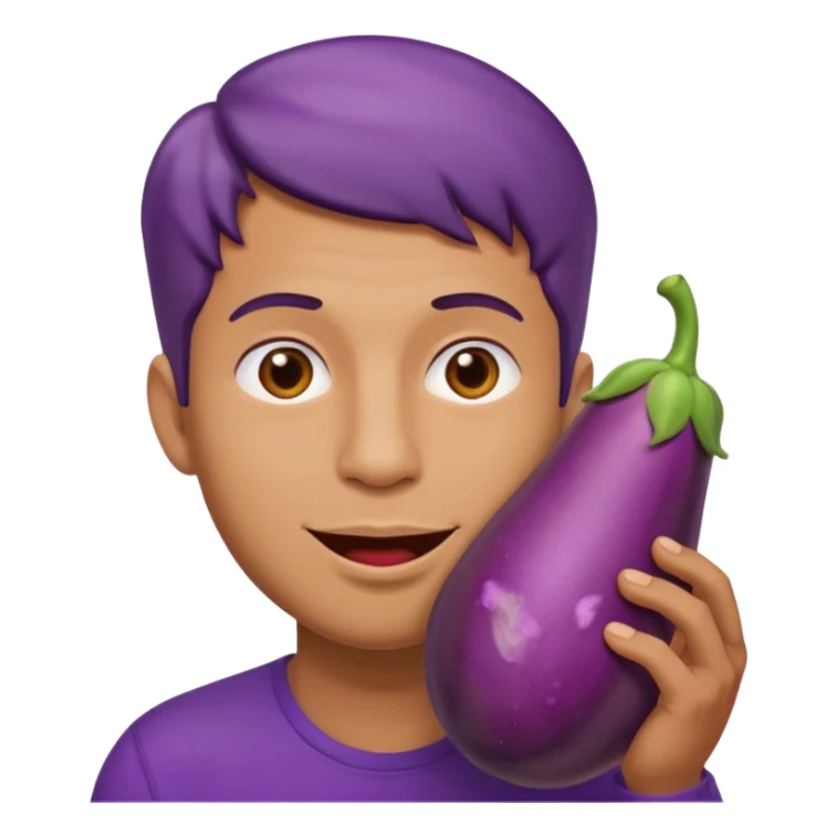 man eating a big eggplant, apple emoji style, variation 3 sticker
