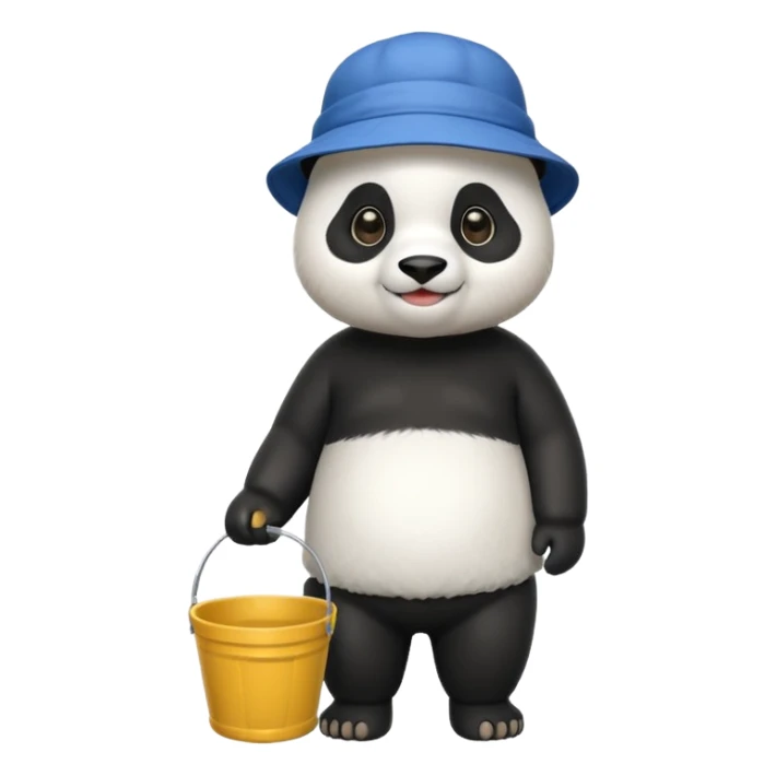 panda with bucket hat, full body sticker