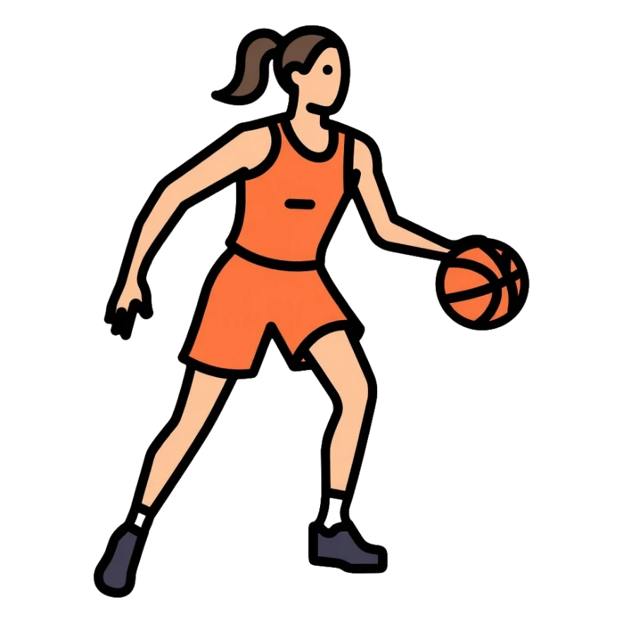 female basketball player dribbling a basketball sticker