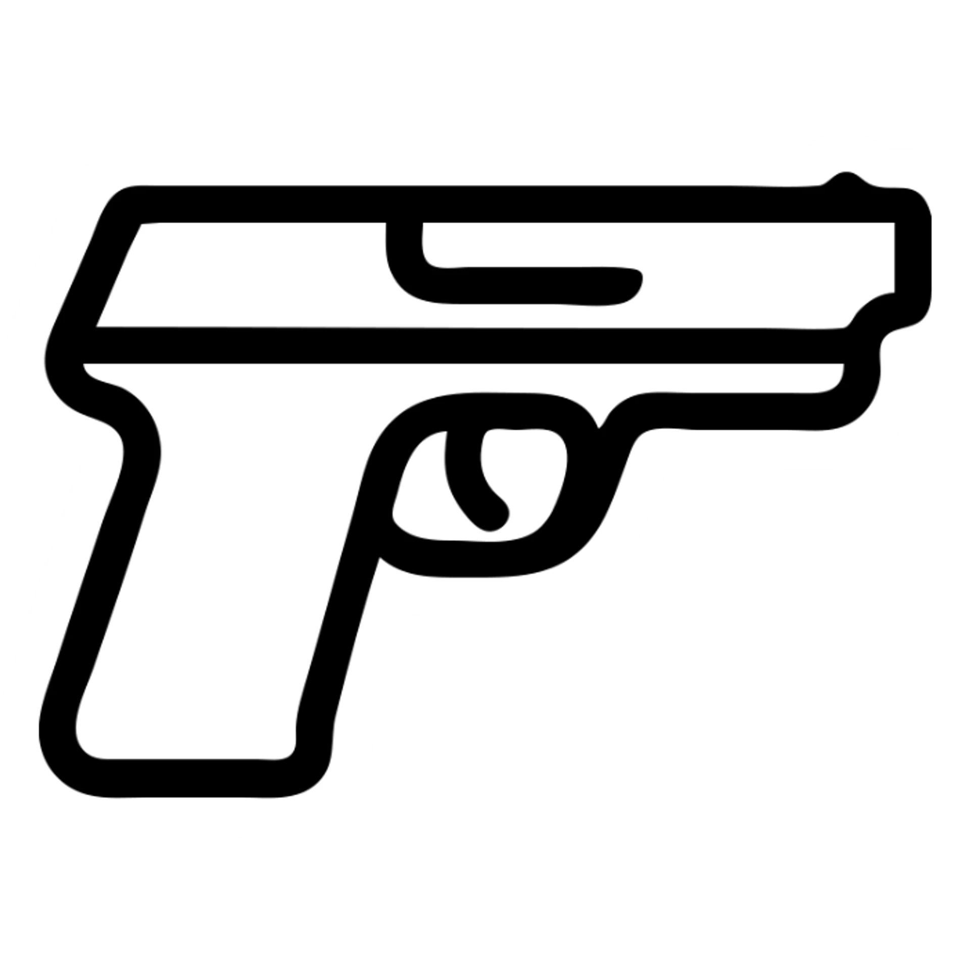 outlined gun icon, no fill, clean lines sticker