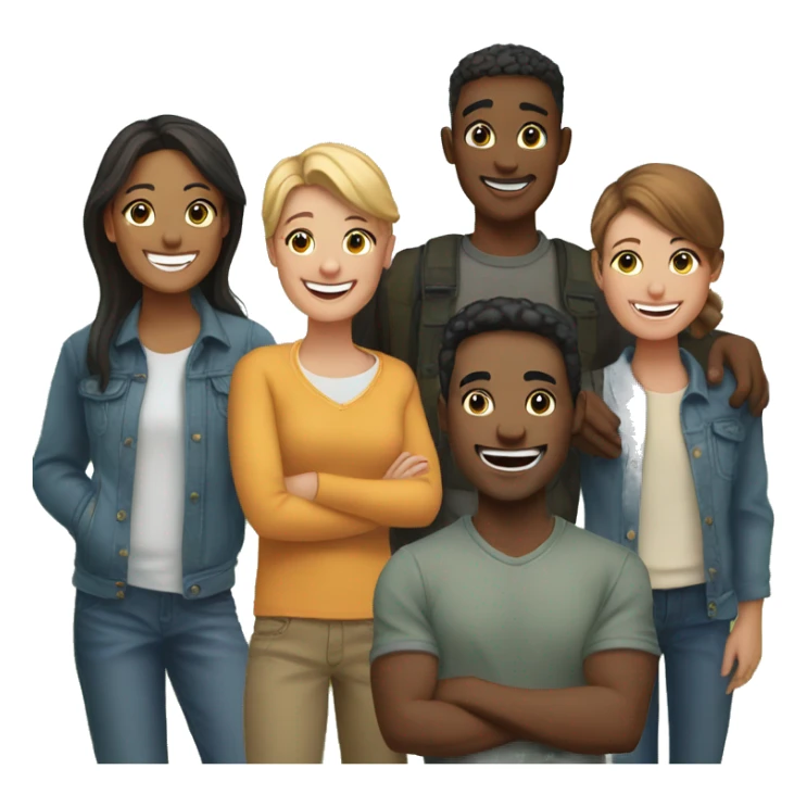 smiling group of friends outdoors sticker