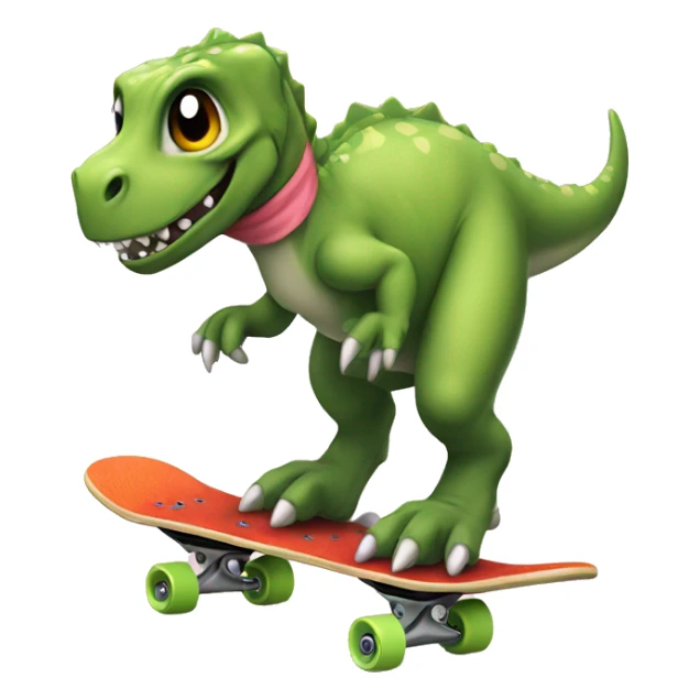 Dino with a skirt on a skateboard  sticker